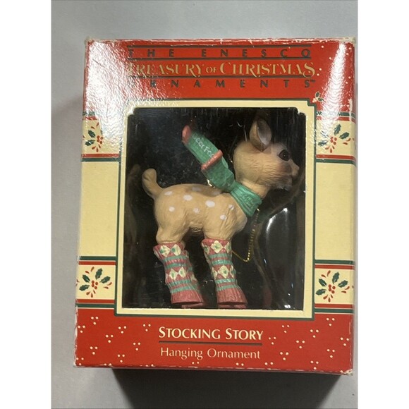 Enesco Other - Christmas ornament Enesco Reindeer wearing Christmas stockings CH4453